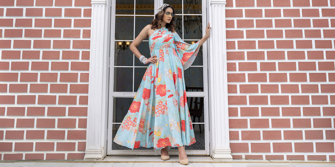 Aqua Blue One-Shoulder Dress