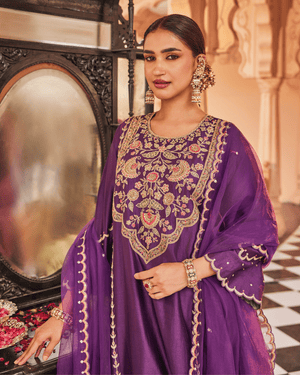 Rich Purple Chanderi Silk Suit Set