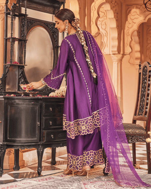Rich Purple Chanderi Silk Suit Set