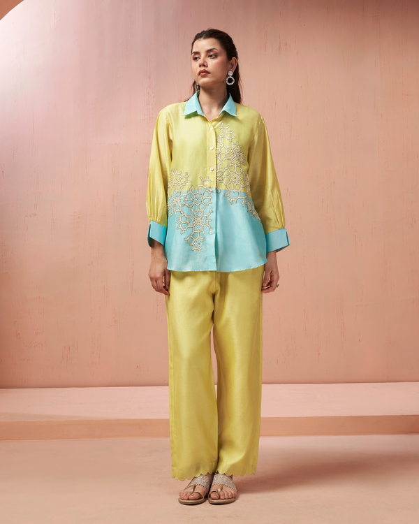 Lemon Fresh Chanderi Shirt Co-ord Set