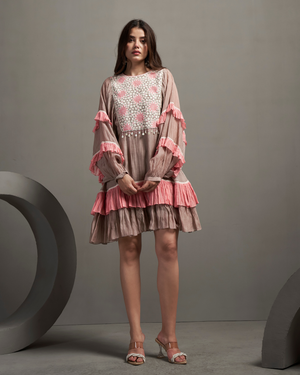 Smoke Grey Malai Chanderi Dress