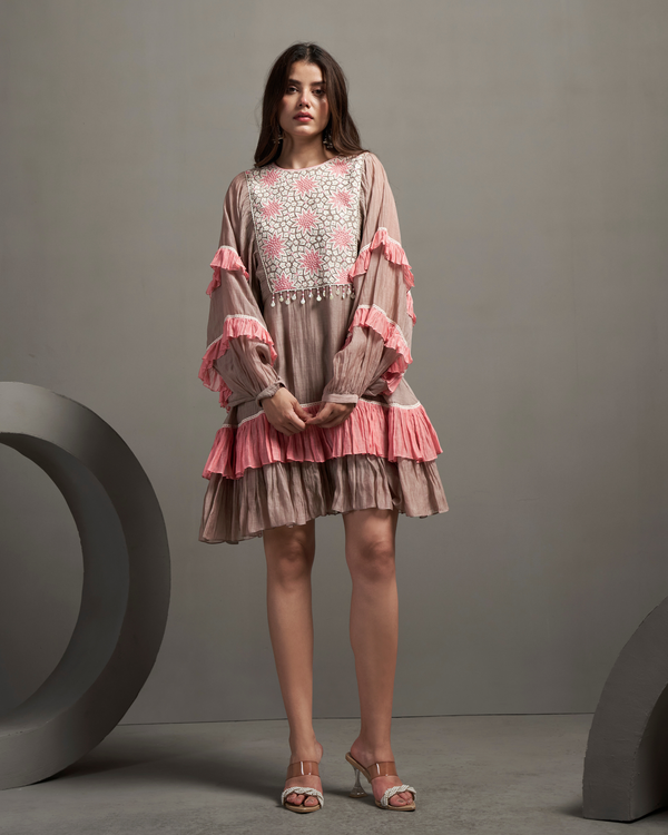Smoke Grey Malai Chanderi Dress