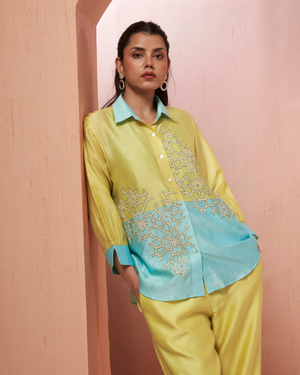 Lemon Fresh Chanderi Shirt Co-ord Set