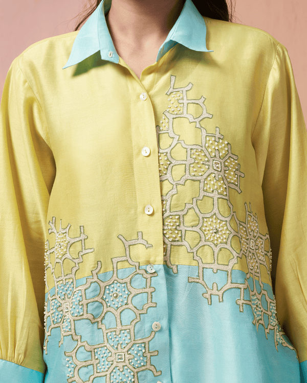 Lemon Fresh Chanderi Shirt Co-ord Set