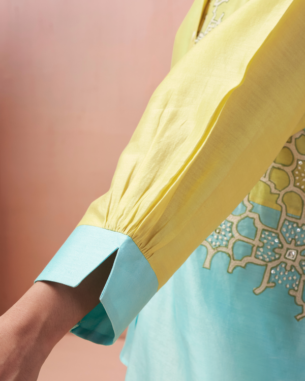 Lemon Fresh Chanderi Shirt Co-ord Set