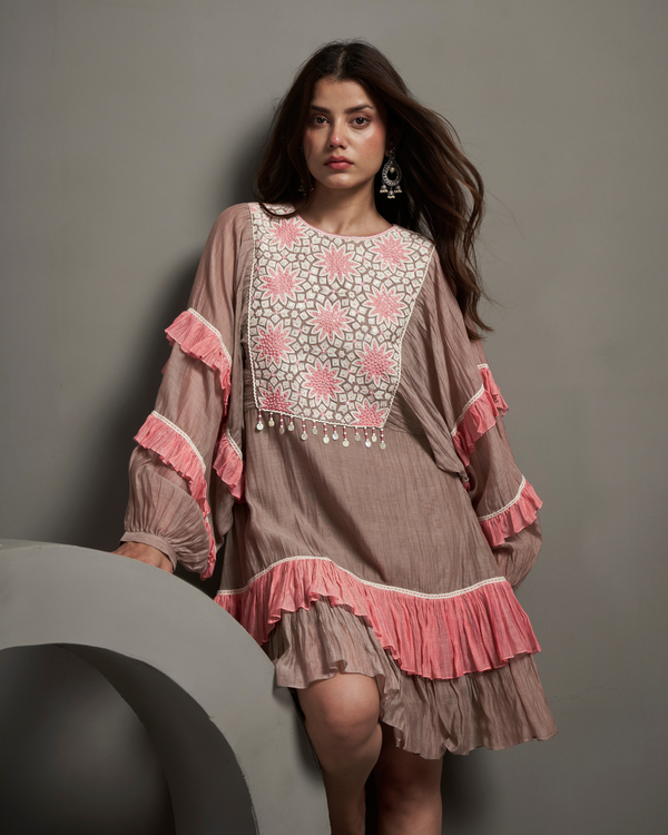 Smoke Grey Malai Chanderi Dress