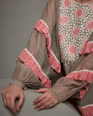 Smoke Grey Malai Chanderi Dress