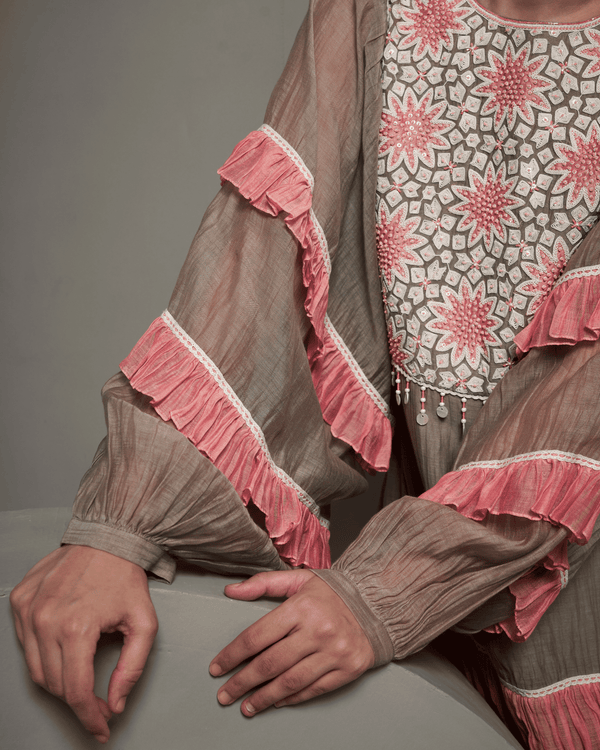 Smoke Grey Malai Chanderi Dress