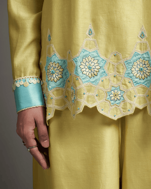 Lime Sorbet Chanderi Silk Co-ord Set