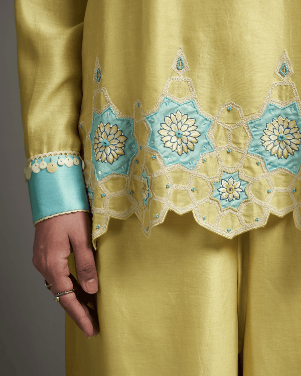 Lime Sorbet Chanderi Silk Co-ord Set