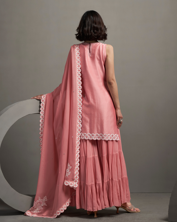 Rose Blush Chanderi Silk Sharara Set