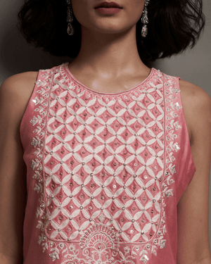 Rose Blush Chanderi Silk Sharara Set