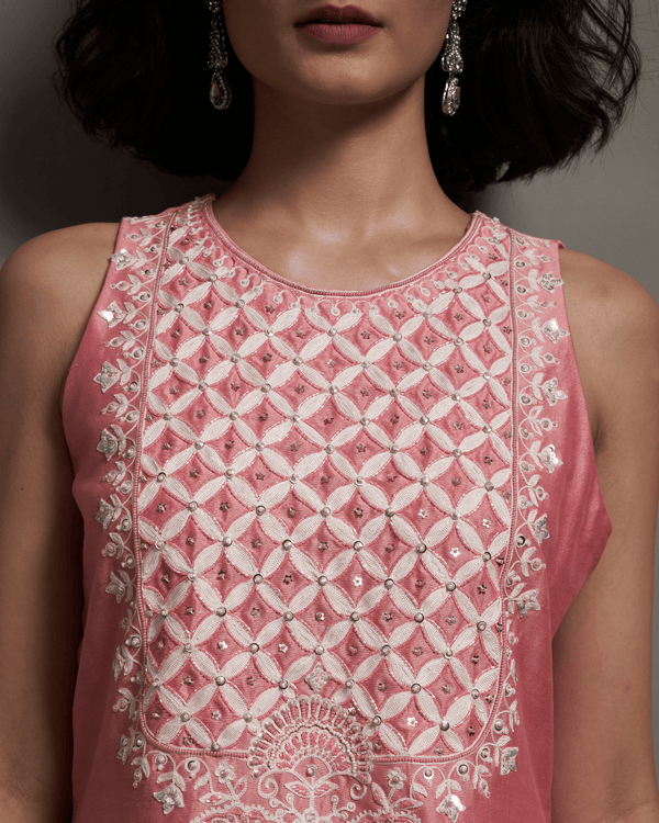 Rose Blush Chanderi Silk Sharara Set