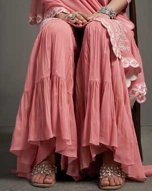 Rose Blush Chanderi Silk Sharara Set