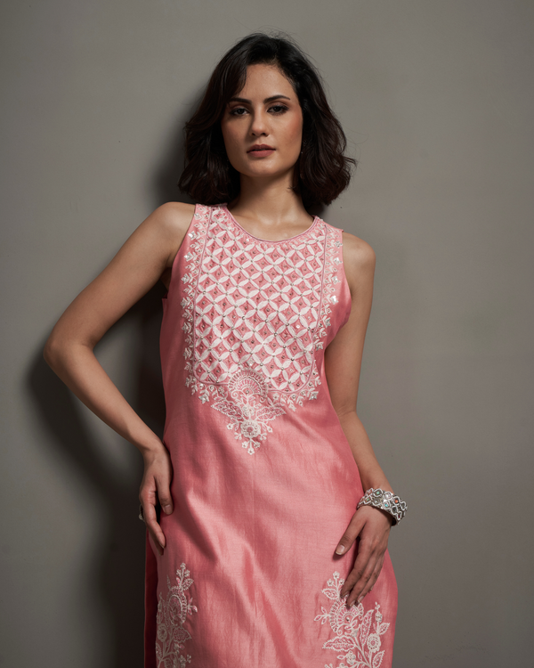 Rose Blush Chanderi Silk Sharara Set