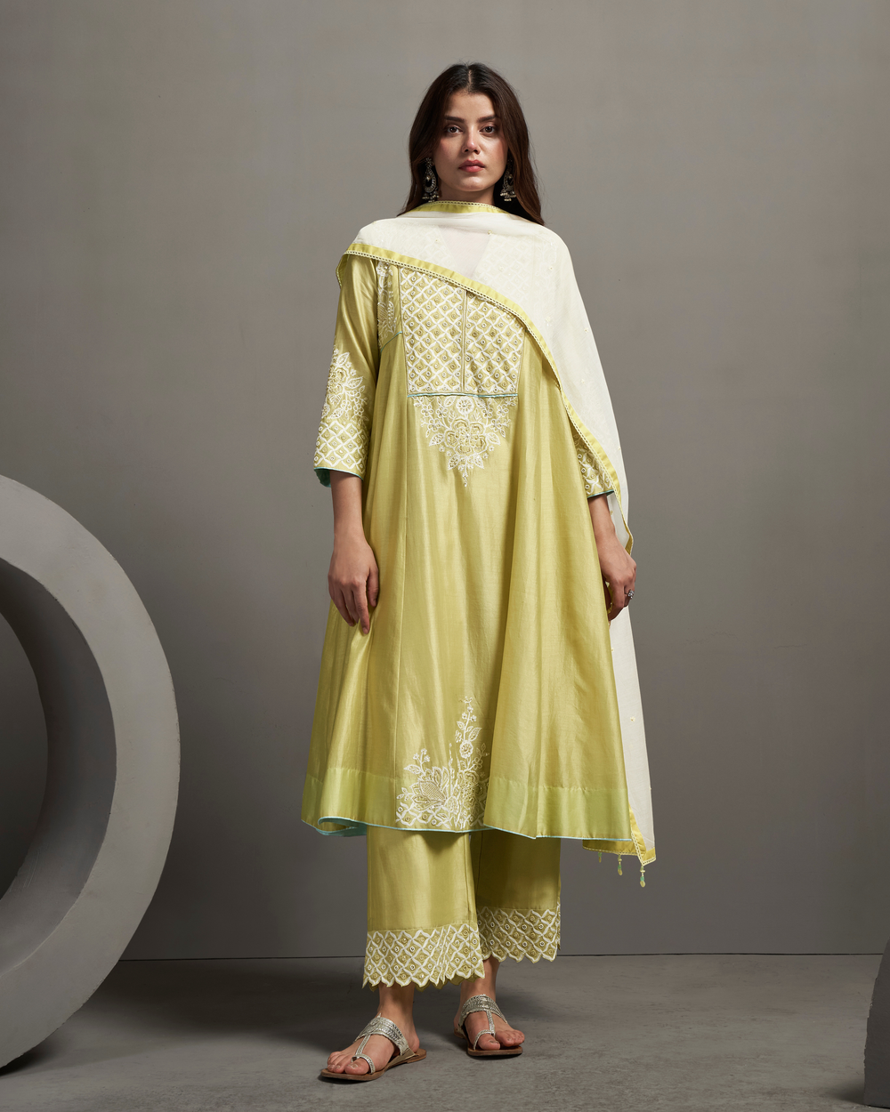 Lemon Glow Chanderi Silk Kurta Set
