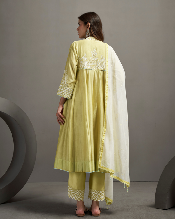 Lemon Glow Chanderi Silk Kurta Set
