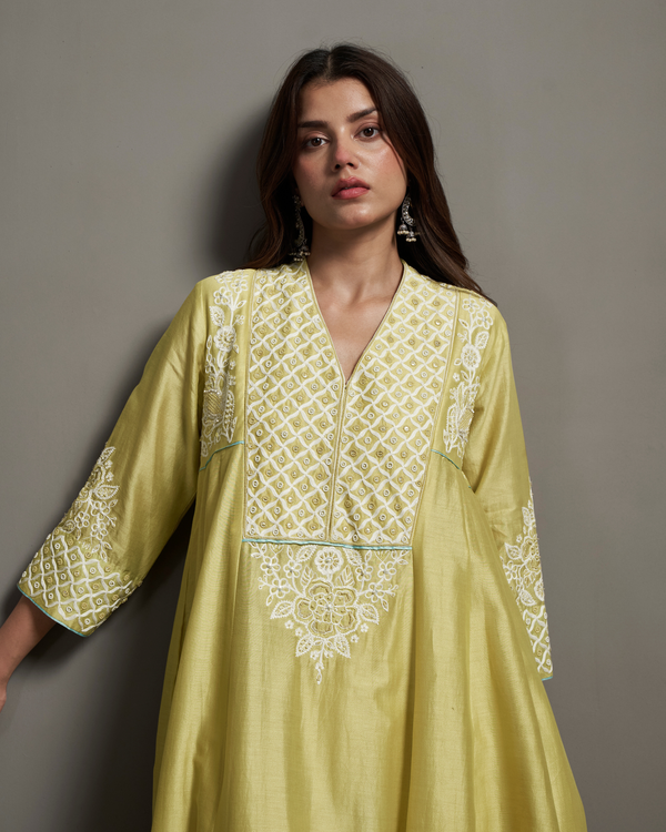 Lemon Glow Chanderi Silk Kurta Set