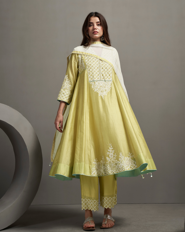 Lemon Glow Chanderi Silk Kurta Set