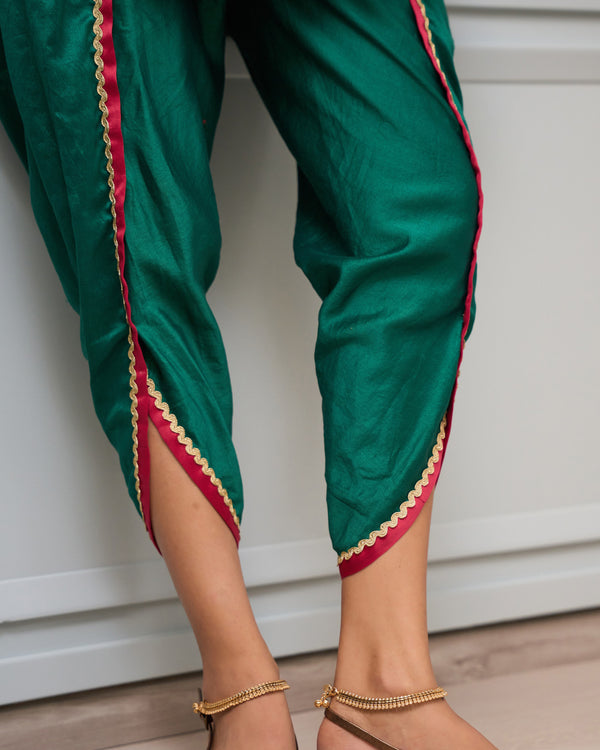 Ivy Green Peplum And Dhoti Set