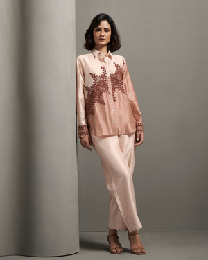 Nude Rose Chanderi Silk Co-ord Set