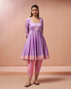 Violet Charm Chanderi Silk Peplum Dhoti Set