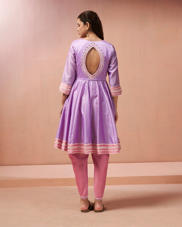 Violet Charm Chanderi Silk Peplum Dhoti Set