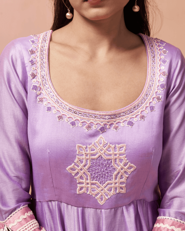 Violet Charm Chanderi Silk Peplum Dhoti Set