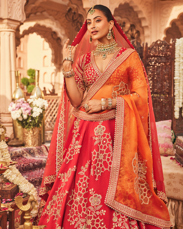 Rajwadi Red Lehenga