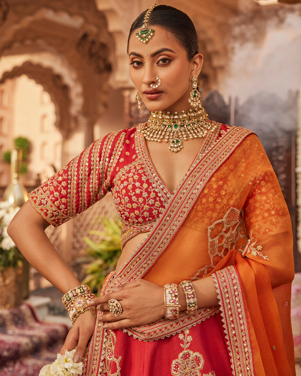Rajwadi Red Lehenga