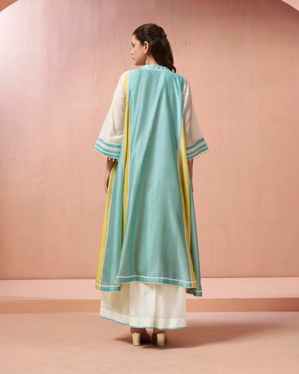 Sea Lime Chanderi Silk Jacket Suit Set
