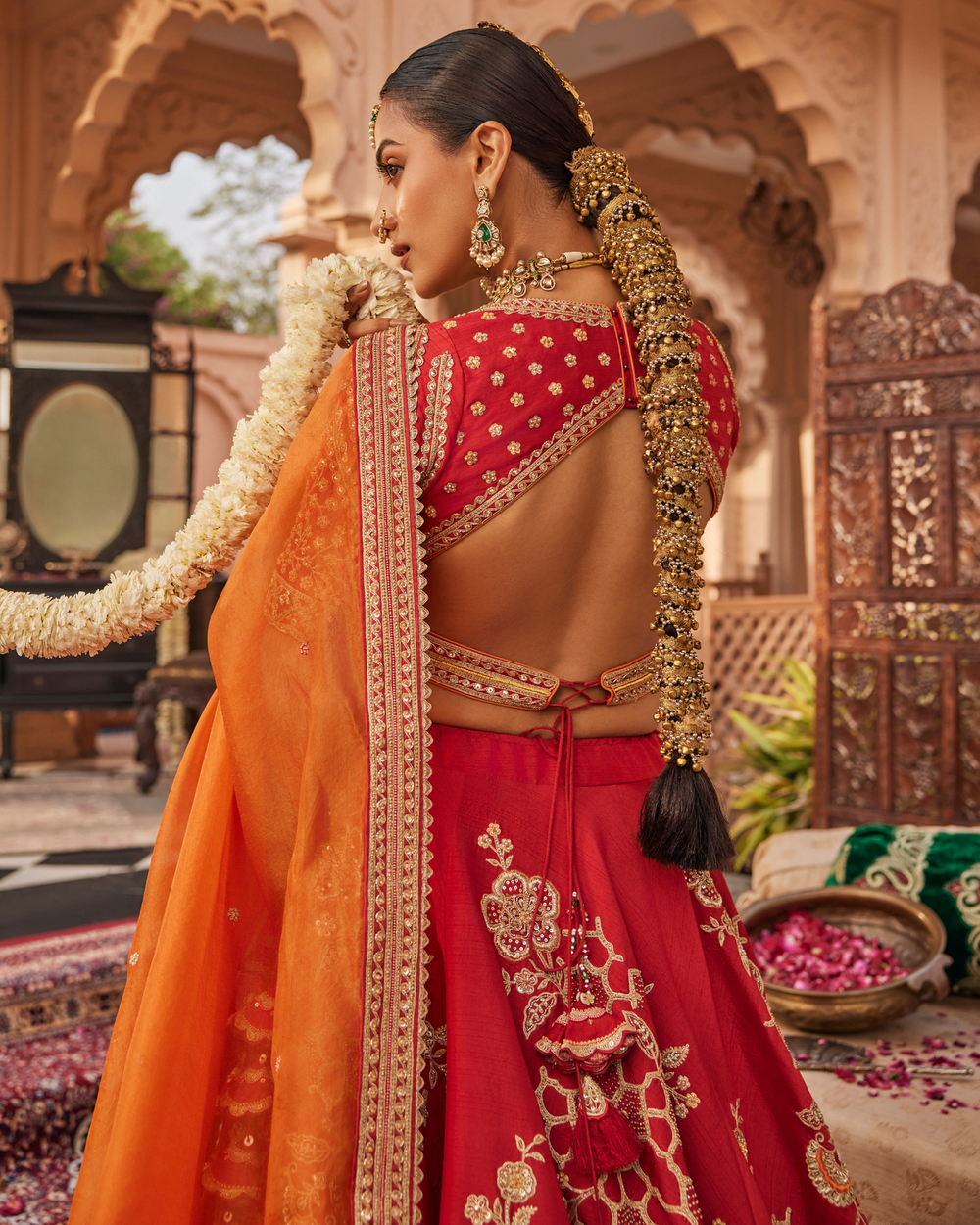 Rajwadi Red Lehenga
