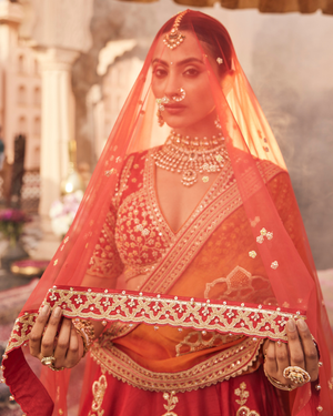 Rajwadi Red Lehenga