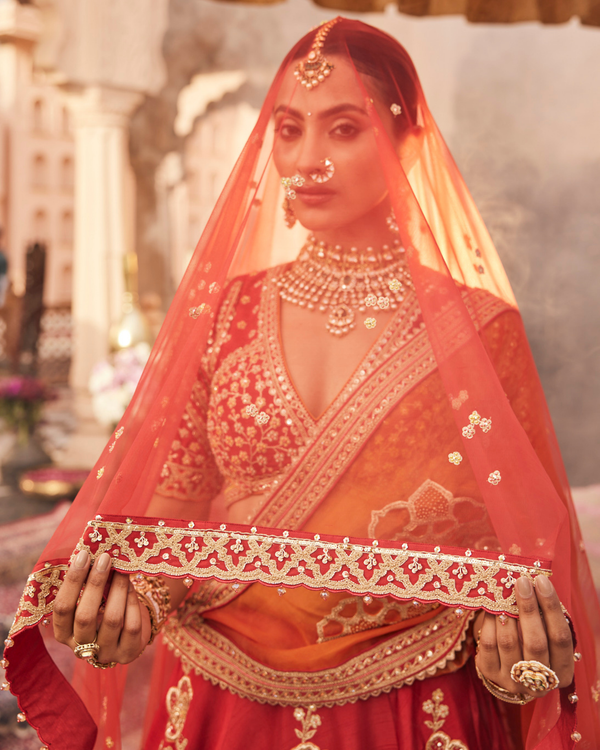 Rajwadi Red Lehenga