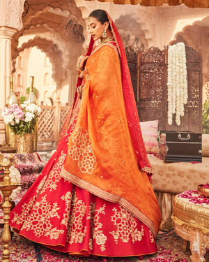 Rajwadi Red Lehenga