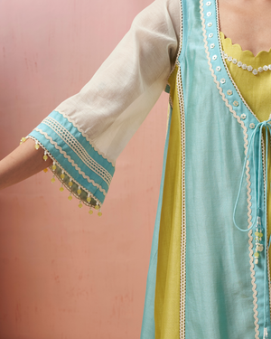 Sea Lime Chanderi Silk Jacket Suit Set
