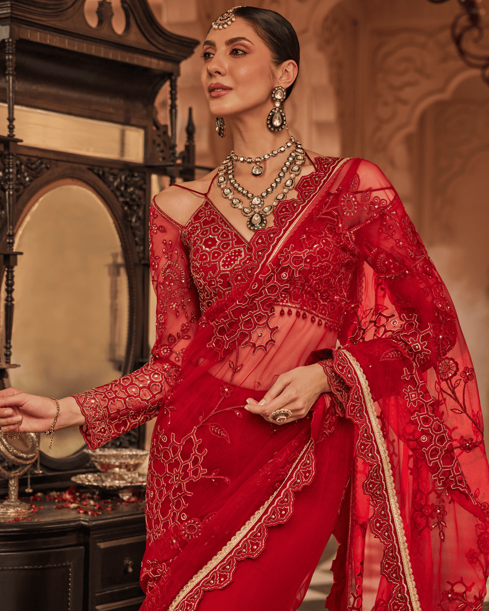 Sassy Grace Maroon Saree