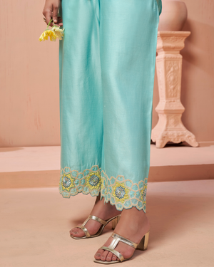Aqua Thread Chanderi Silk Shirt Co-ord Set