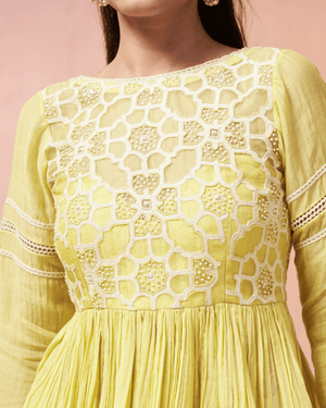 Lime Ivory Organza Silk Palazzo Set