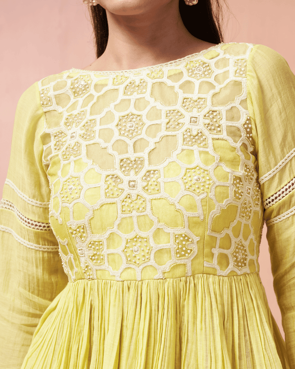Lime Ivory Organza Silk Palazzo Set