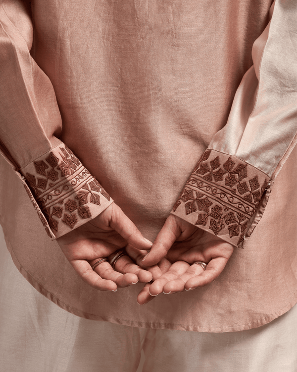Nude Rose Chanderi Silk Co-ord Set