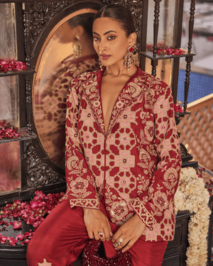 Rustic Deep Maroon Blazer Set