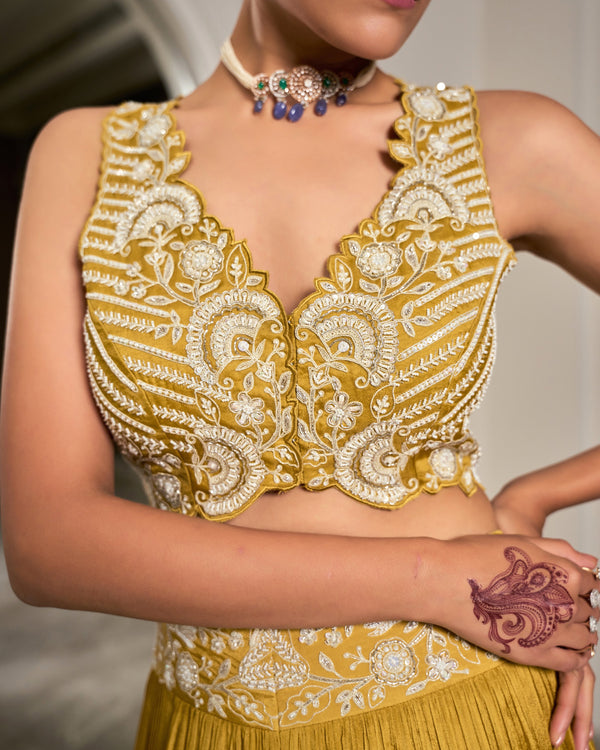 Mustard Cape Lehenga