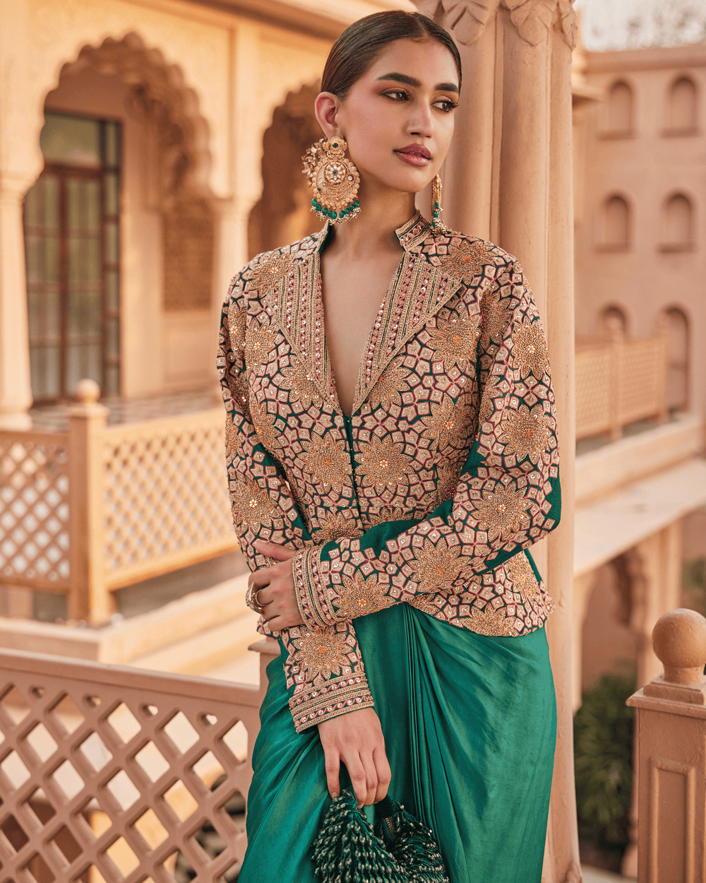 Jewel Bottle Green Blazer Set