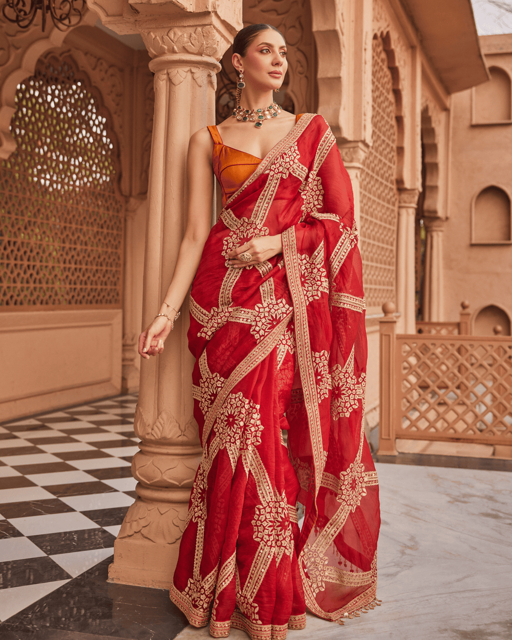 Scarlet Red Saree