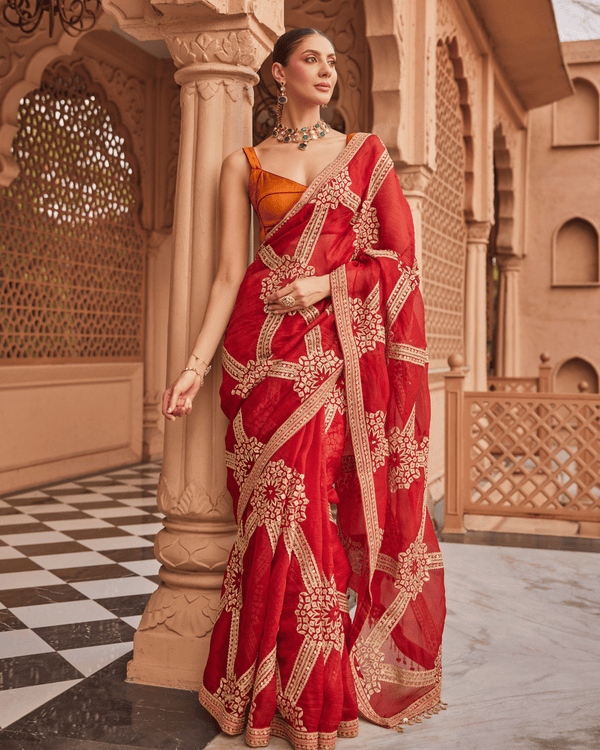 Scarlet Red Saree