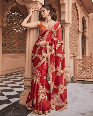 Scarlet Red Saree