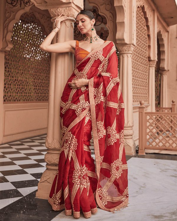 Scarlet Red Saree