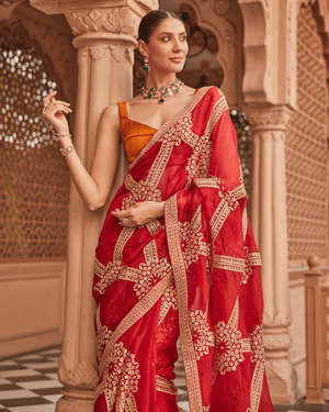 Scarlet Red Saree