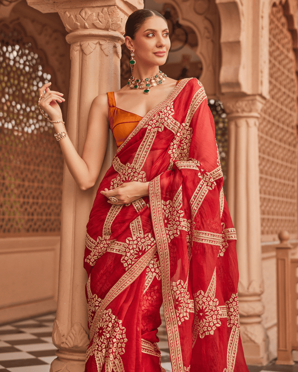 Scarlet Red Saree